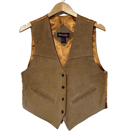 Quarters Womens Vintage Leather Western Snap Front Vest - Picture 5 of 5